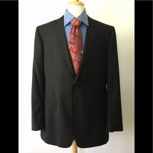 NEW VALENTINO Men's Black Fleece Wool Suit Jacket Blazer (Size 58 IT/48 US)